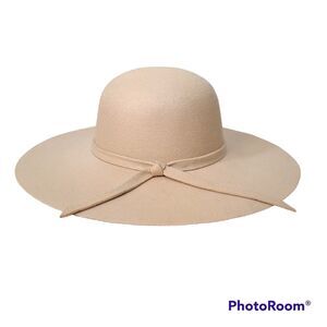 NEW Bohemian Wide Brim Tan Felt Hat Adjustable Tie Casual Festival Countryside